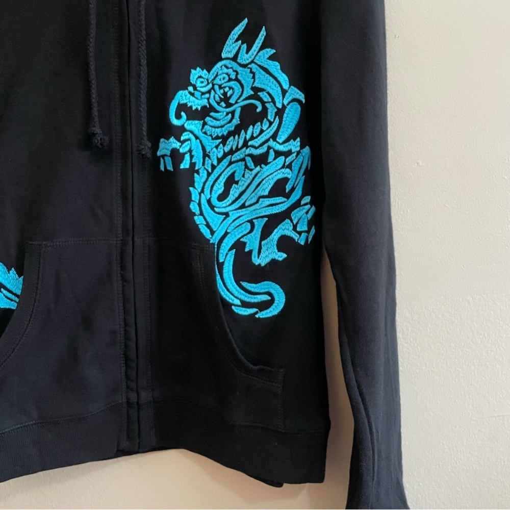 Y2K Romeo & Juliet Couture Black Dragon Zip-Up Hoodie – L (Fits M/L) Like New - Picture 9 of 15